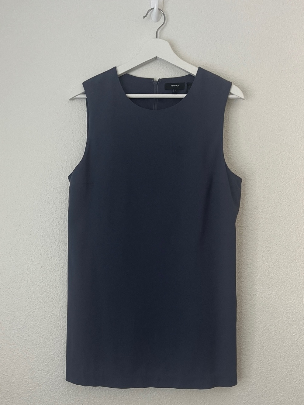 Theory Blue Yinga R Trite Sleeveless Tunic Top L G016524R Crepe Blouse Slit